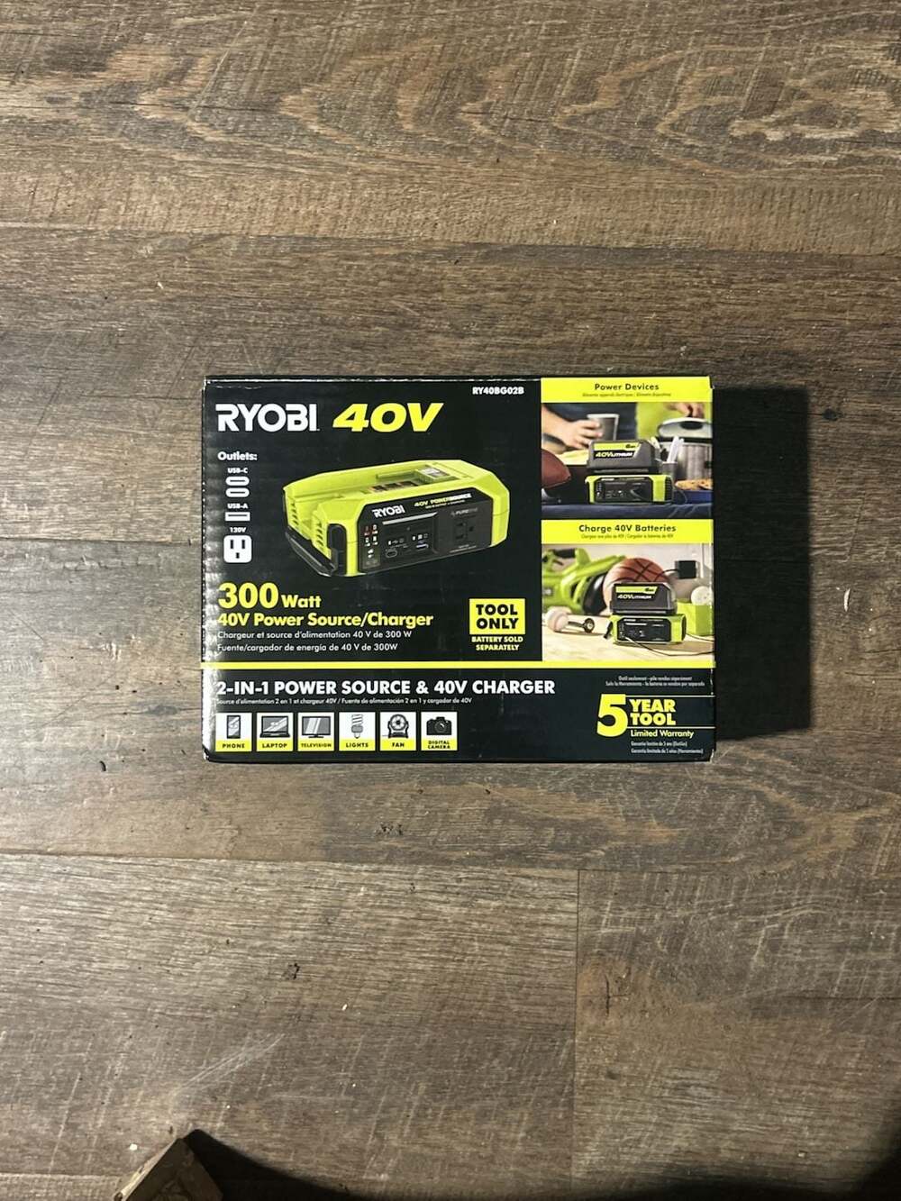 Ryobi 40V 300 Watt Power Source/Charger RY40BG02B
